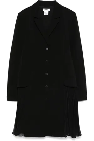 DKNY Kleedjes, Dames, Zwart, S, Polyester, Zwarte Blazer Jurk Casual Midi Stijl