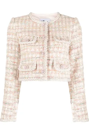Self-Portrait Jassen, Dames, Roze, M, Tweed, Roze Aw 23 Tweed Jas voor Dames