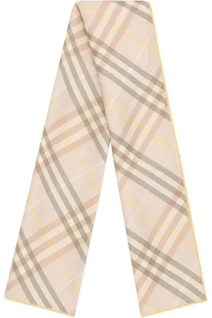 Burberry Accessoires, Dames, , ONE Size, Lichtroze Geruit Zijden Sjaal