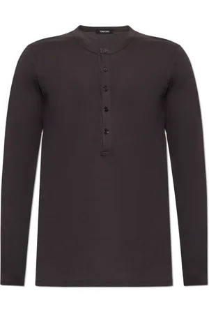 Tom Ford Tops, Heren, Bruin, M, Katoen, Lange mouwen T-shirt