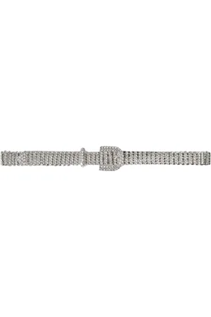 Patrizia Pepe Accessoires, unisex, Grijs, L, Kinderen Strass Versierde Mode Riem