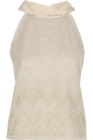 D.EXTERIOR Tops, Dames, Geel, S, Gouden Viscose Top met Lurex Details