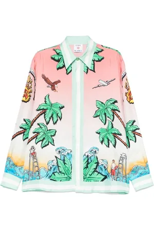 Casablanca Overhemden, Heren, Veelkleurig, S, Grafisch Bedrukte Knoopshirt