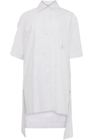 J.W.Anderson Kleedjes, Dames, Wit, 3Xs, Katoen, Overhemdjurk met Step Hem