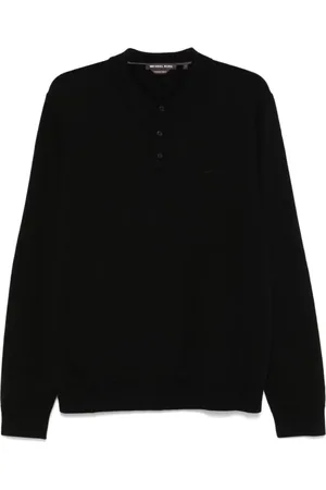 Michael Kors Tops, Heren, Zwart, 2Xl, Wol, Zwarte Merino wollen poloshirt