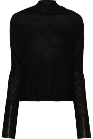 Rick Owens Truien, Dames, Zwart, M, Wol, Zwarte Gebreide Trui