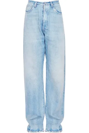 Maison Margiela Jeans, Heren, Blauw, W34, Katoen, Lichtblauwe Broek met Zakken