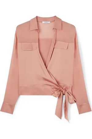 Motivi Blouses & Shirts, Dames, Roze, L, Satijn, Satijnen blouse met overslag