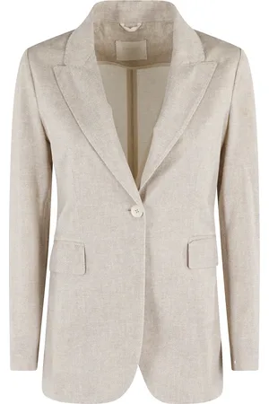 Circolo Jassen, Dames, Bruin, S, Katoen, Steen Blazer Stretch Piquet Ongevoerd Regular Fit