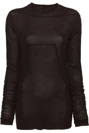 Rick Owens Tops, Dames, Bruin, M, Dark Dust Long Sleeve Top