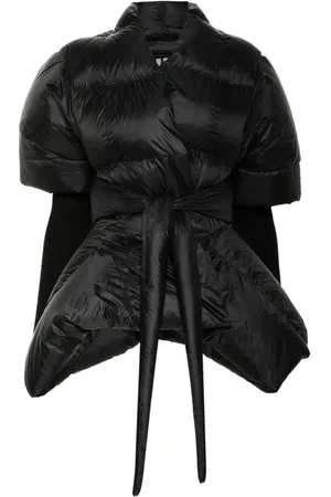 Rick Owens Jassen, Dames, Zwart, M, Nylon, Zwarte Batwing Puffer Donsjas