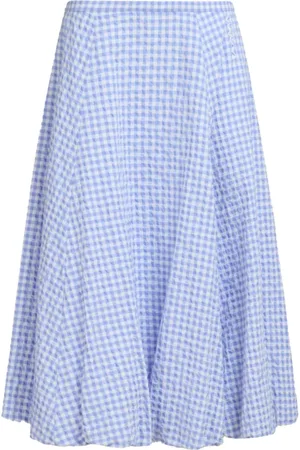 Marni Rokken, Dames, Blauw, L, Katoen, Blauw-wit Micro Ruit Rok