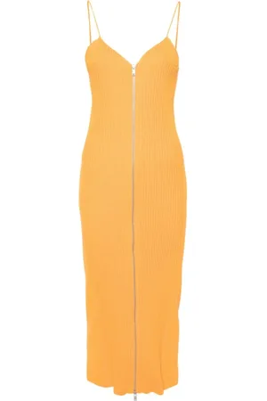 Jil Sander Kleedjes, Dames, Oranje, S, Mango Jurk met Rits