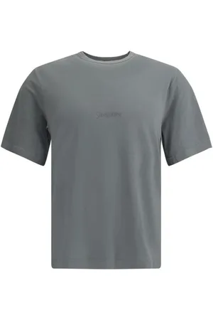 Saint Laurent Tops, Heren, Groen, L, Katoen, Geborduurd Logo Katoenen T-shirt