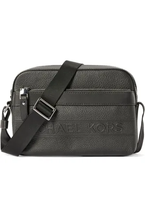 Michael Kors Tassen, Heren, Zwart, ONE Size, Leer, Zwarte leren crossbody messenger tas