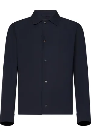 HERNO Jassen, Heren, Blauw, L, Blauwe waterafstotende jas met overhemdkraag