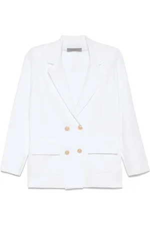 D.EXTERIOR Jassen, Dames, Wit, S, Polyester, Witte Double-Breasted Blazer met Zakken
