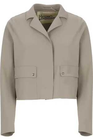 HERNO Jassen, Dames, Grijs, S, Grijze Jas Peak Revers Kraag