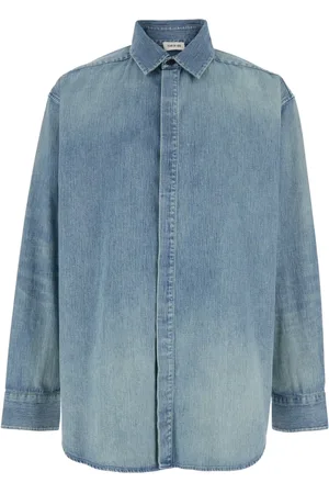 FEAR OF GOD Overhemden, Heren, Blauw, L, Denim, Denim Button Up Shirt