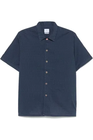 Paul Smith Overhemden, Heren, Blauw, M, Blauwe Knoopshirt Korte Mouwen