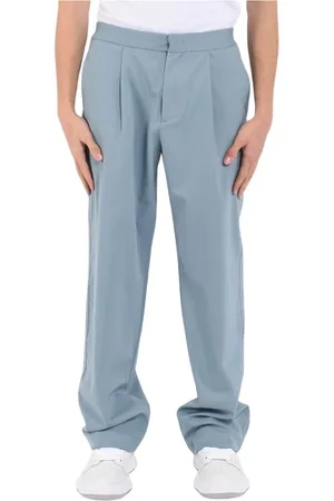 BONSAI Broeken, Heren, Blauw, M, Wol, Wijde Pijp Broek met Losse Pasvorm