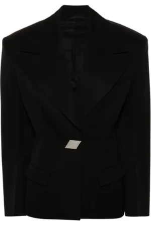 The Attico Jassen, Dames, Zwart, L, Zwarte Klassieke Blazer Jas