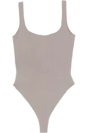 Entire Studios Tops, Dames, Grijs, L, Katoen, Square Neck Bodysuit Satellite