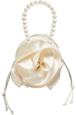 MAGDA BUTRYM Tassen, Dames, Wit, ONE Size, Satijn, Satijnen Parel Tas
