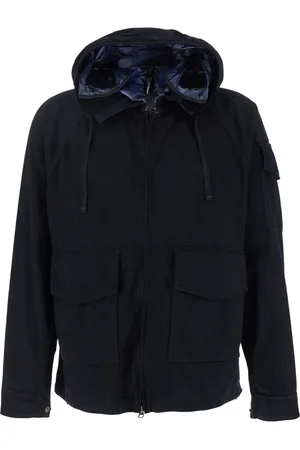 C.P. Company Jassen, Heren, Blauw, L, Blauwe Explorer Hood Jas in Tech Stof