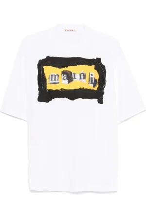 Marni Tops, Heren, Wit, XL, Katoen, Casual Katoenen T-shirt