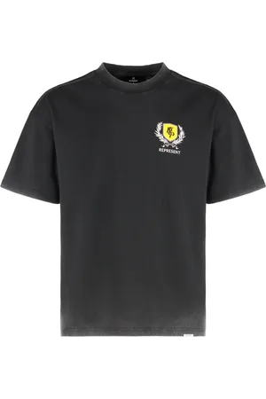 Represent Tops, Heren, Zwart, M, Katoen, Geribbelde Katoenen Crew-neck T-shirt