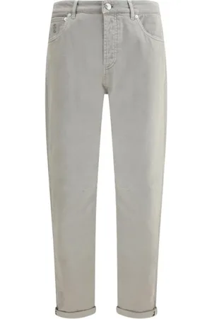 Brunello Cucinelli Broeken, Heren, , M, Katoen, Klassieke katoenen jeans met omgeslagen zoom