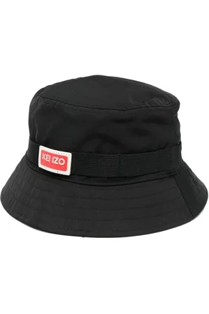 Kenzo Accessoires, unisex, Zwart, M, Katoen, Logo Bucket Hat in Zwart