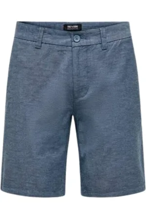 Only & Sons Korte broeken, Heren, Blauw, S, Katoen, Katoen Linnen Bermuda Shorts