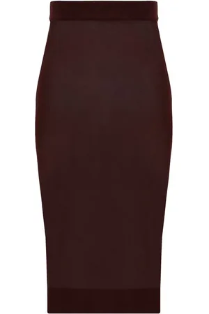 Saint Laurent Rokken, Dames, Bruin, M, Elastische Taille Midi Rok