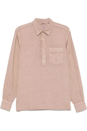 Aspesi Tops, Heren, Bruin, L, Linnen, Natuurlijke Linnen Knoopshirt