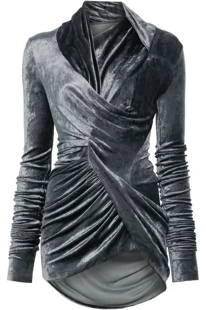 Rick Owens Tops, Dames, Grijs, S, Steel Magnetic Long Sleeve Top