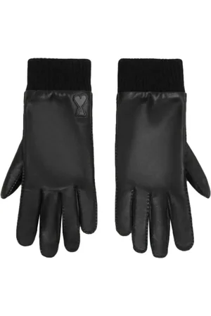 Ami Accessoires, Heren, Zwart, 7 IN, Leer, Zwarte Casual Schapenleren Handschoenen