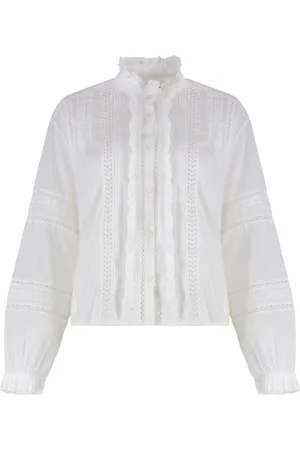 Isabel Marant Blouses & Shirts, Dames, Wit, S, Katoen, Blouse met ruches van katoen