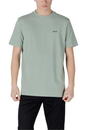 HUGO BOSS Tops, Heren, Groen, S, Katoen, Groene Ronde Hals T-Shirt