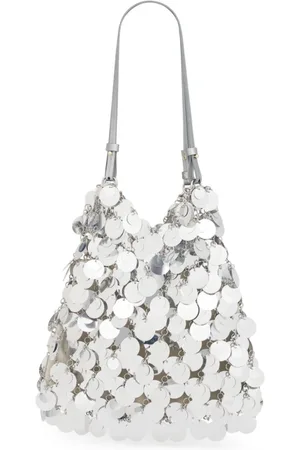 Paco rabanne Tassen, Dames, Grijs, ONE Size, Zilveren Crossbody Tas