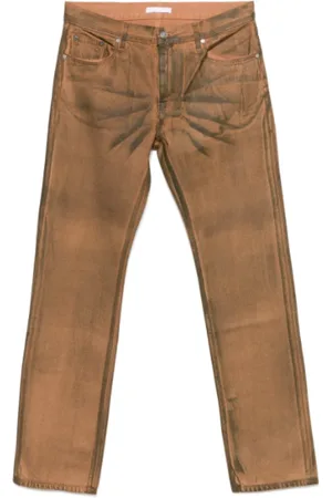 Helmut Lang Jeans, Heren, Oranje, W29, Ecru Gewaxt Olie Vlek Worker Jeans