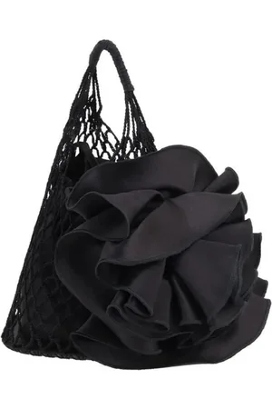 MAGDA BUTRYM Tassen, Dames, Zwart, ONE Size, Net Handtas met Zijden Bloem