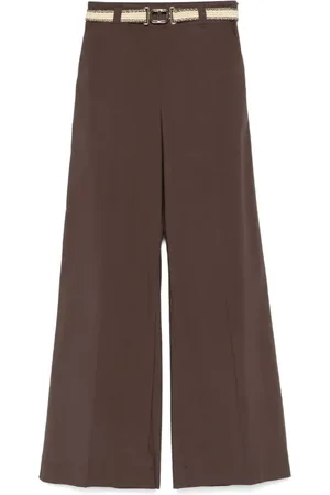 Twin-Set Broeken, Dames, Bruin, L, Bruine broek met afneembare riem