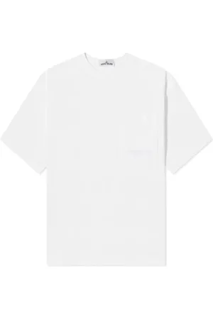 Stone Island Tops, Heren, Wit, L, Katoen, Wit Katoenen T-Shirt met Logoprint
