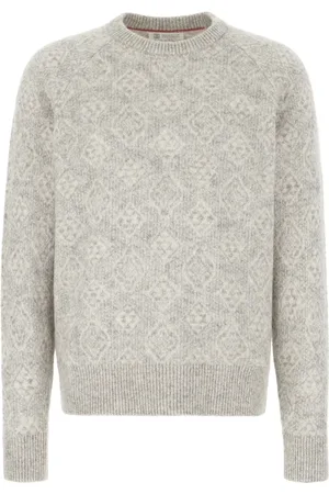 Brunello Cucinelli Truien, Heren, Grijs, M, Katoen, Luxe Crew Neck Sweater