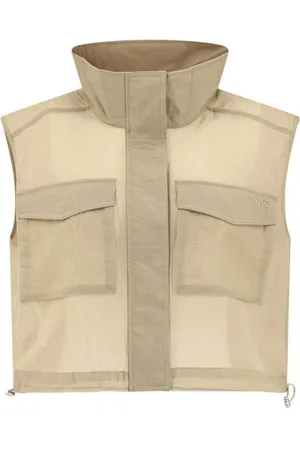Pinko Jassen, Dames, , L, Gilet Jas met Verstelbare Zoom en Zakken