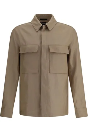 Ermenegildo Zegna Jassen, Heren, , XL, Linnen, Linnen Overhemdjasje