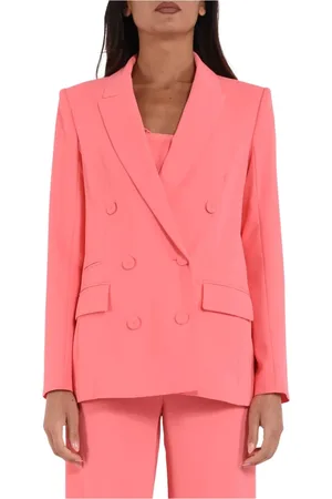 Patrizia Pepe Jassen, Dames, Oranje, S, Polyester, Double-breasted jasje in sablè crepe