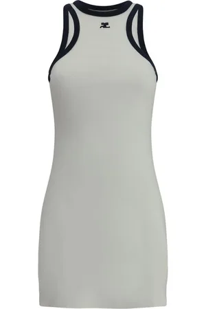 Courrèges Kleedjes, Dames, Wit, S, Katoen, Mouwloze Katoenen Mini Jurk